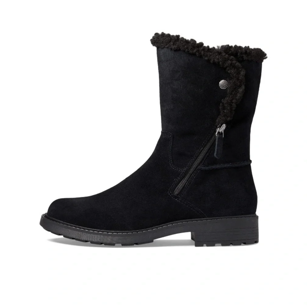 Clarks Opal Zip (Black Suede) Women's Zip Boots Black Size 7